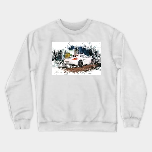 Porsche Cayman - Watercolour Crewneck Sweatshirt by Rendagarth_Design_Company